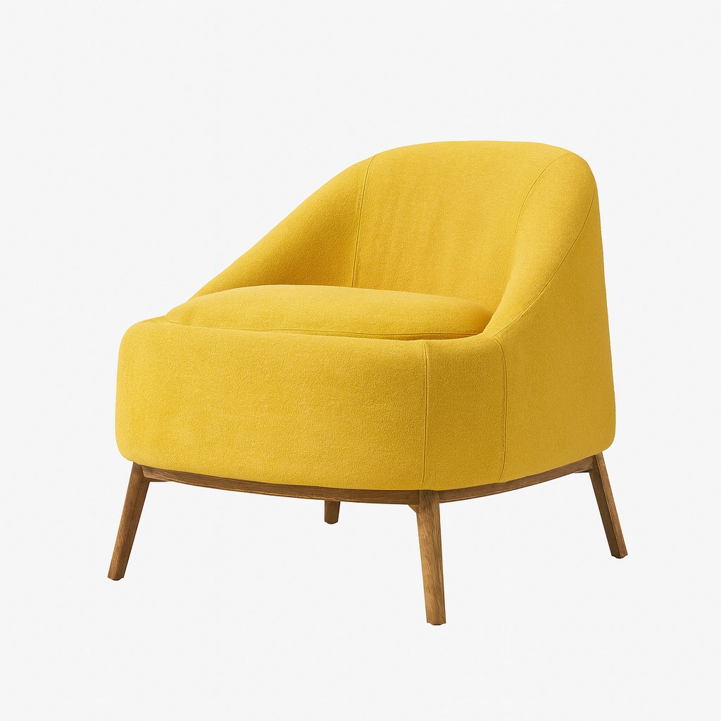 Poltrona gialla con struttura in legno-woodhomecraft